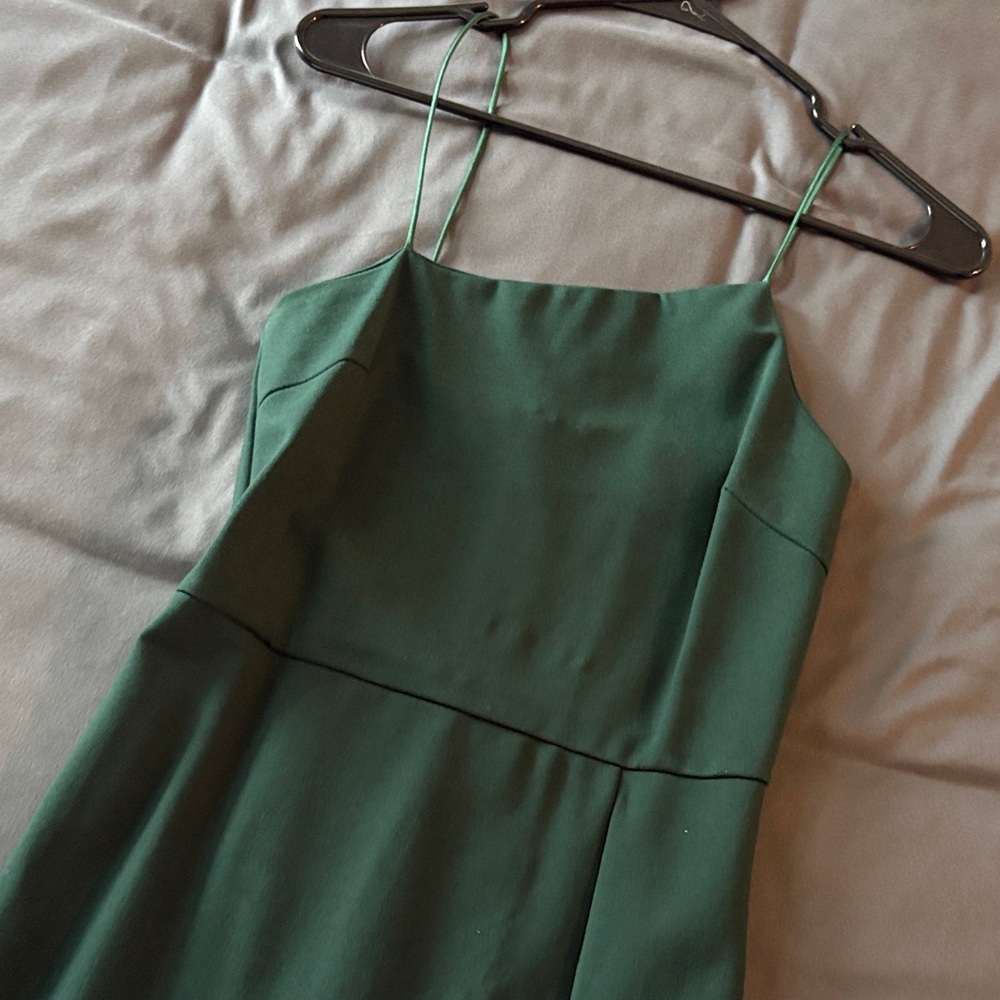 Chic Strapless Assymetrical Green formal Dress